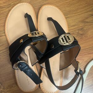Tommy Hilfiger Black and Tan Sandals